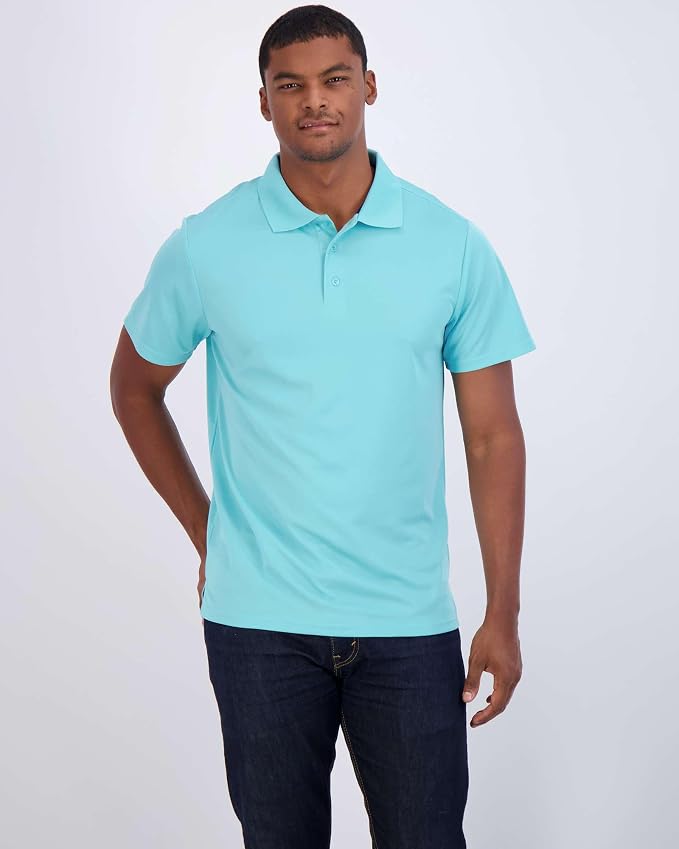 Real Essentials 3 Pack: Men's Quick-Dry Short Sleeve Athletic Performance Polo - Image 2