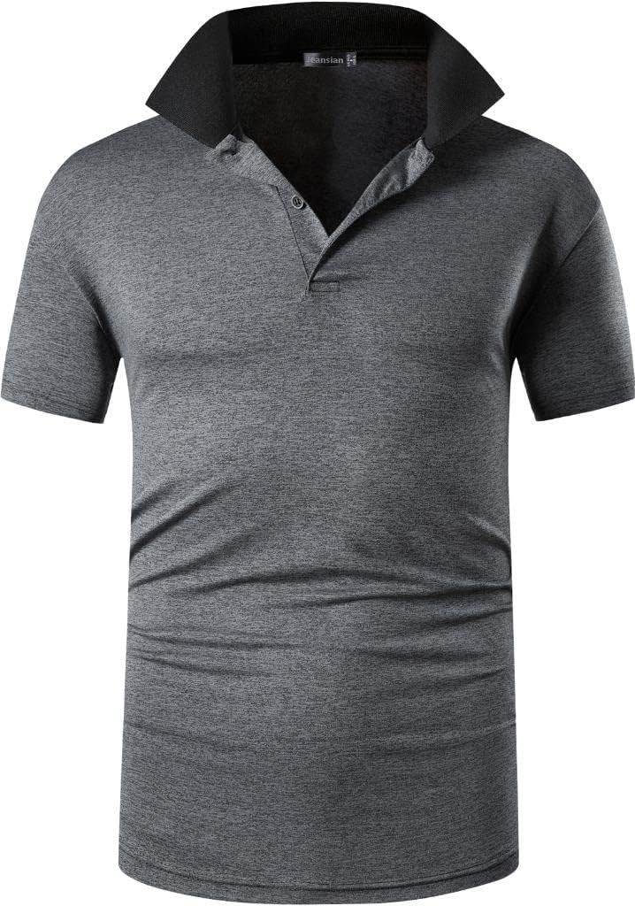 jeansian Men's Sport Outdoor Quick Dry Fit Short Sleeves Polo Tee Shirt Tshirt T-Shirt Tops Golf Tennis Bowling LSL195