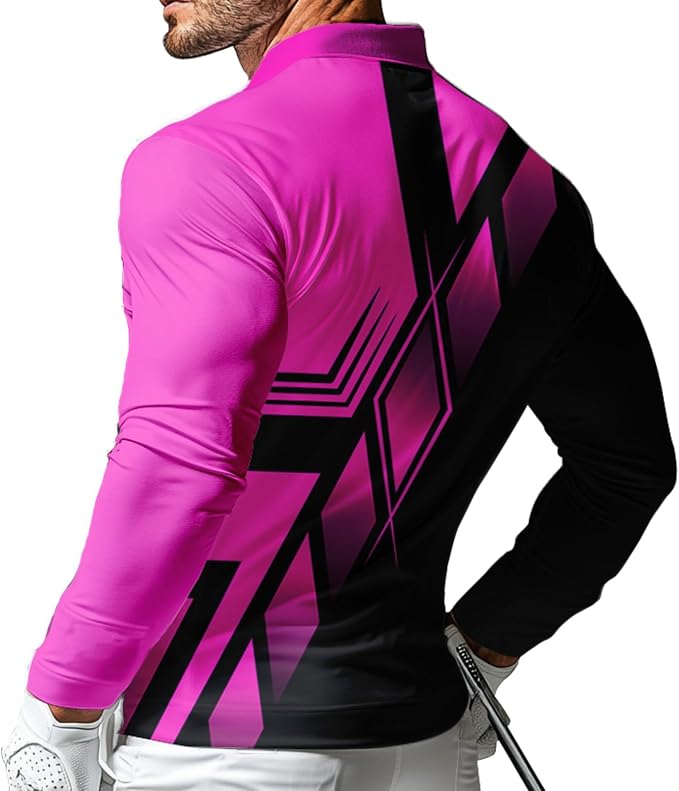 Men's Long Sleeve Golf Shirt Quick Dry 3 Button Work Fishing Outdoor Casual - Image 2