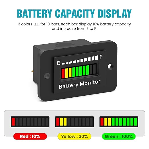 12V 24V 36V 48V 60V 72V Battery Monitor Meter, Waterproof LED Battery Capacity - Image 2