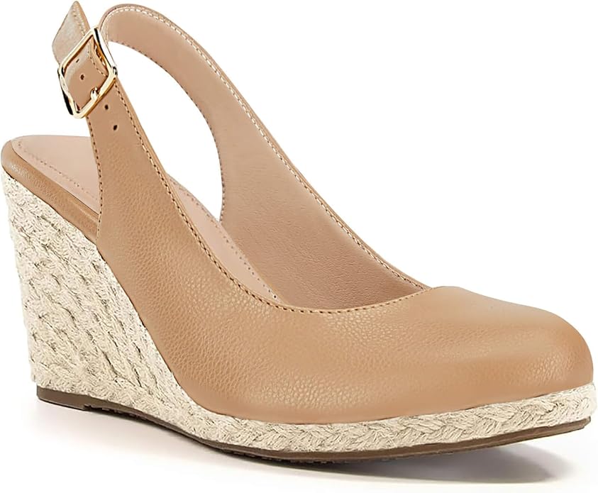 Womens Espadrilles Wedge Sandals Closed Toe Slingback Wedges Pumps Platform by Lvemas