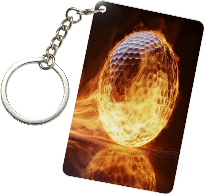 Astronaut Playing Golf Keychains Rectangular Acrylic Keychain Daily Key Ring by WINCCOR