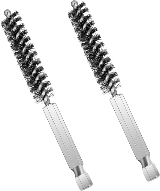 Bewudy 2 Pcs Golf Clubs Head Hosel Brush, Stainless Steel Golf Club Head Hose Brush, Wire Bore Brush Hex Shank Handle Electric Drill Wire Brush for Deeply Clean in Golf Club Hosel Holes