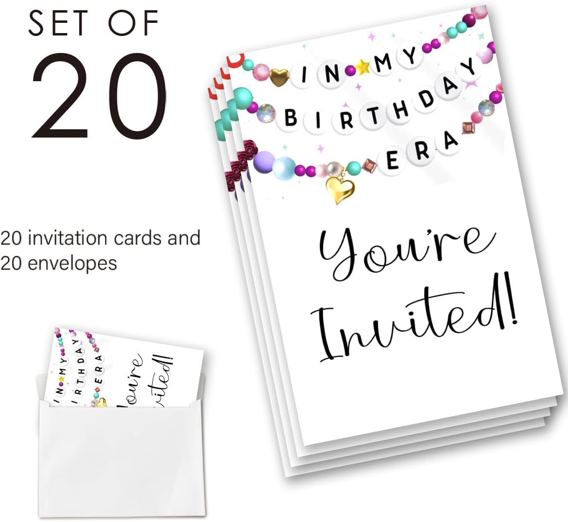 In My Birthday Era Party Invitations Supplies with Envelopes Set of 20 Girl Birthday Invites for Fans Celebration Party Fill in Blank, Double Sided