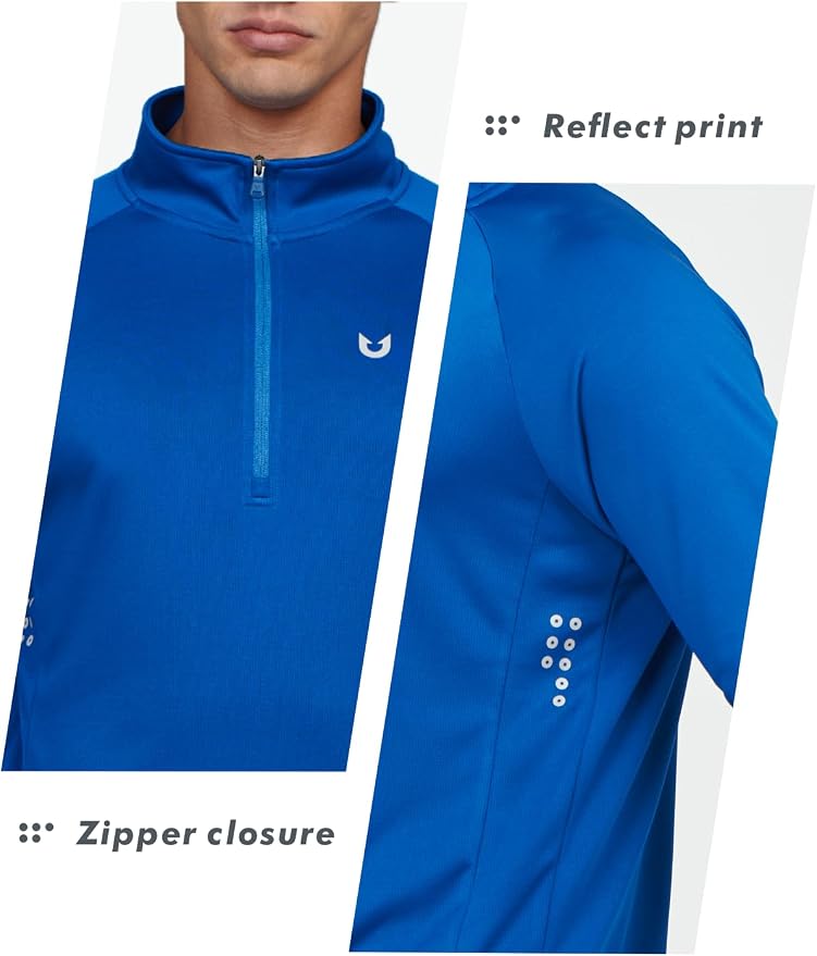 NORTHYARD Quarter Zip Pullover Men Running Shirt Long Sleeve Moisture Wicking - Image 5