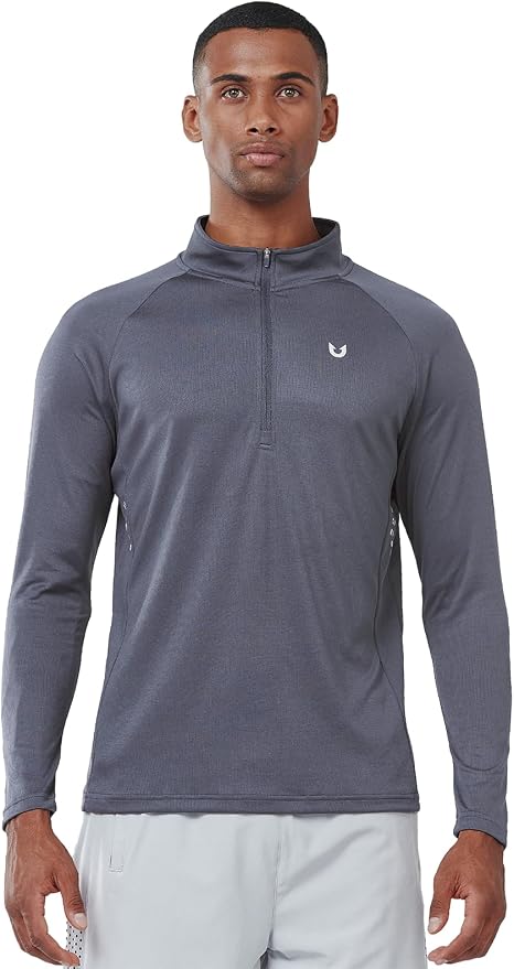 NORTHYARD Quarter Zip Pullover Men Running Shirt Long Sleeve Moisture Wicking - Image 2