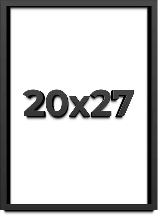 20x27 Shadow Box Black Solid Wood Display Frame with White Acid-Free Backing UV Acrylic & Hanging Hardware - with 3/4" Usable Depth