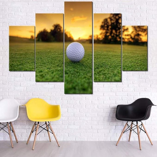 Wall Pictures for Living Room Golf Course Sunset Scenery Paintings White by TUMOVO