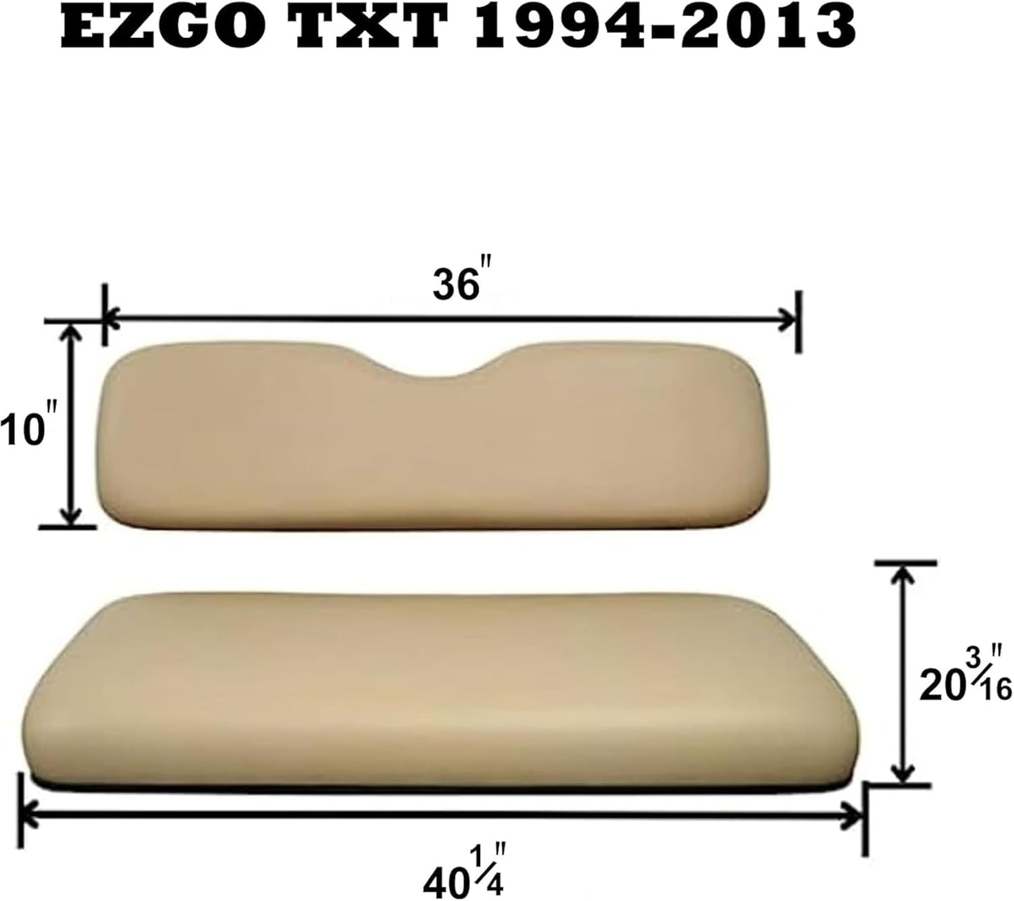 Huskey Parts Company Golf Cart Seat Cushion Set for EZGO Medalist, TXT 1994-2013, Black Color, Front Seat Lean Back & Bottom Replacement with Mounting Hardware & Hinges