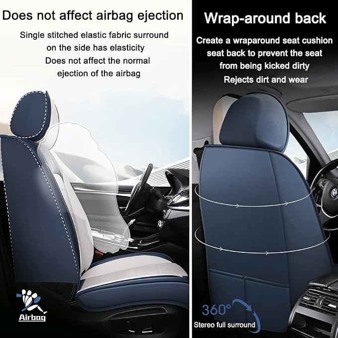 Leather Car Seat Covers for Volkswagen Golf SportWagen 2015-2019, Waterproof - Image 3