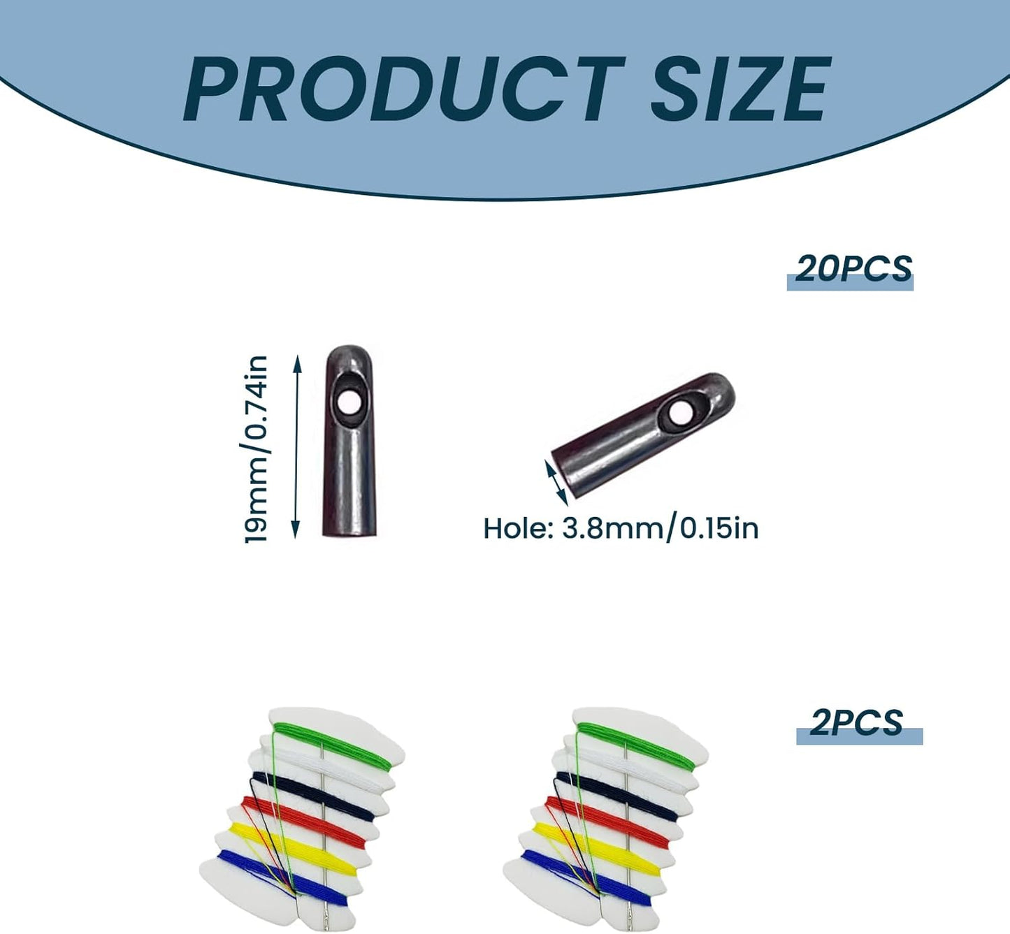 20 Pcs Umbrella Tail Replacement Beads, Umbrella Repair Kit with 2 Set Needles Threads, Metal Folding Umbrella Tips Parts for Patio Umbrellas Golf Umbrella Repairs (Hole 3.8mm)