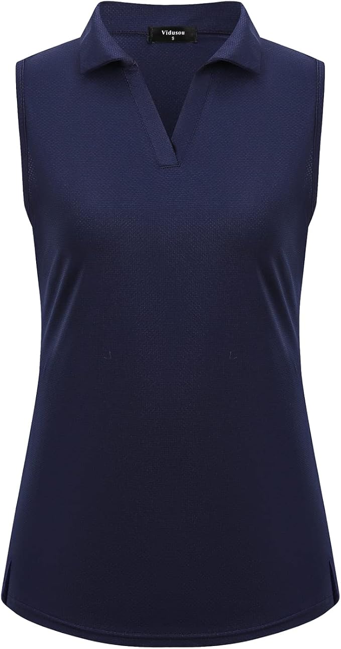 Womens Sleeveless Golf Polo Shirts Lightweight Tennis Sport Tops by Vidusou