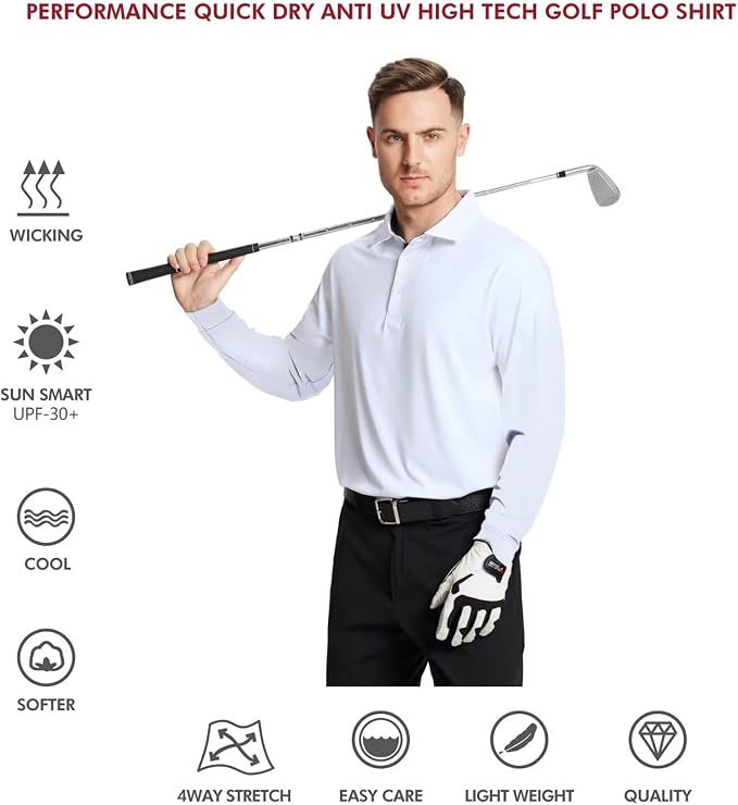 Mens Polo Shirts Short and Long Sleeve Casual Solid Stylish Dry Fit Performance - Image 5
