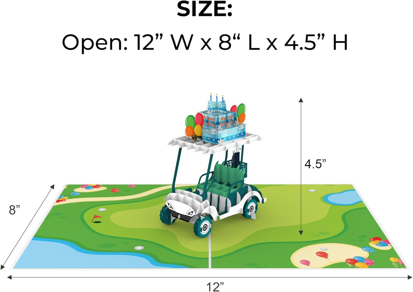 iGifts And Cards Hole-in-One Golf Cart 3D Pop Up Card, 6"x8", Includes Notecard and Envelope, Fun Sports-Themed Greeting for Birthdays, Golf Lovers, and Outdoor Party Decorations
