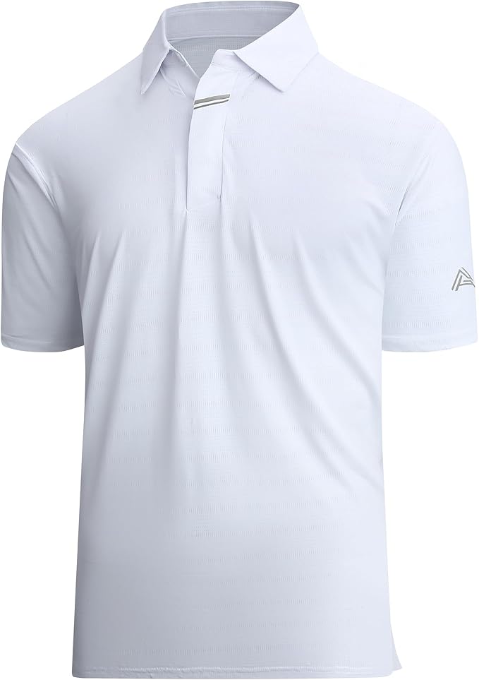 Esabel.C Jacquard Golf Shirts for Men Moisture Wicking Short Sleeve Performance by EsabelC