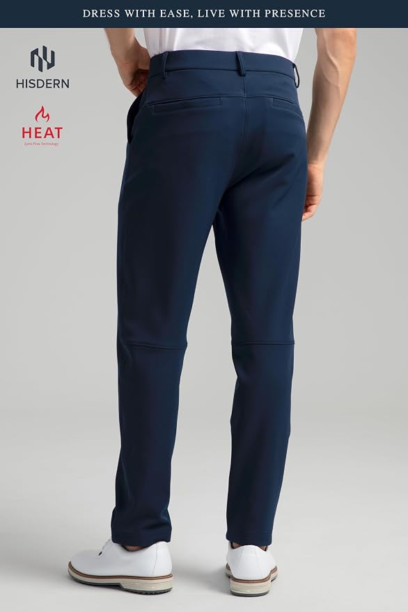 HISDERN Heat 701 Men's Thermal Golf Pants Stretch Fleece 30"/32" No Iron Comfy - Image 4