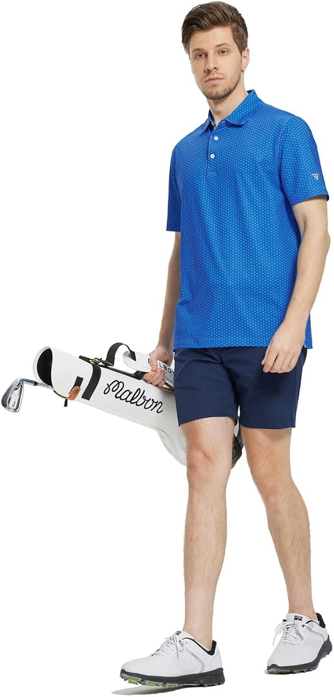 M MAELREG Mens Golf Shirt Short Sleeve Dry Fit Print Moisture Wicking - Image 3