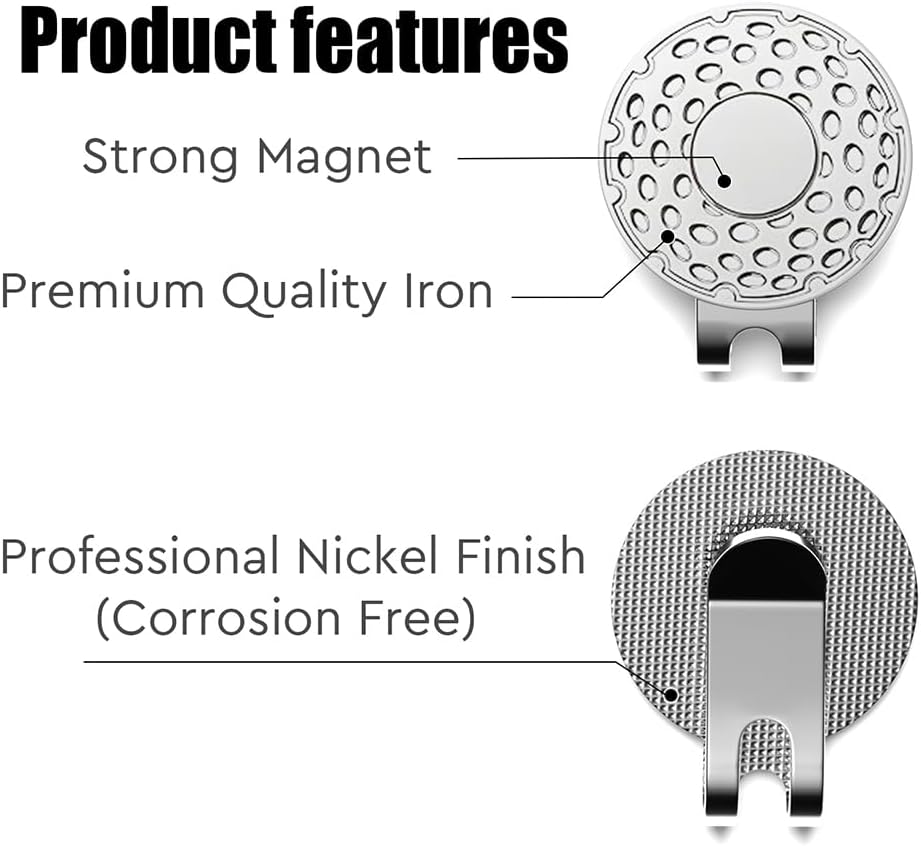 2 Personalized Golf Ball Markers Magnetic with Hat Clips, Golf Markers Customized with Your Photo, Logo and Text, Golfing Accessories Train Aids Tool Gift for Golfers Men Women