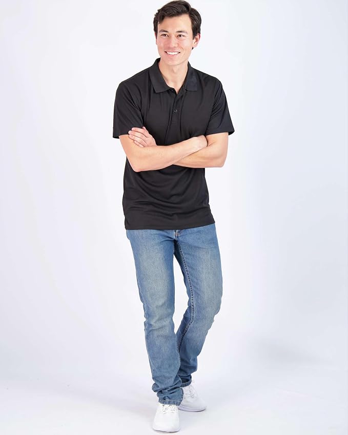 Real Essentials 3 Pack: Men's Quick-Dry Short Sleeve Athletic Performance Polo - Image 5