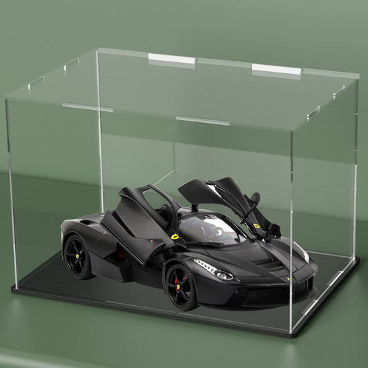 Acrylic Display Case with Lid, Rectangle Clean Acrylic Box with Matte Black Stand for 1:18 Diecast Model Cars (13x6.7x6.3 inch)