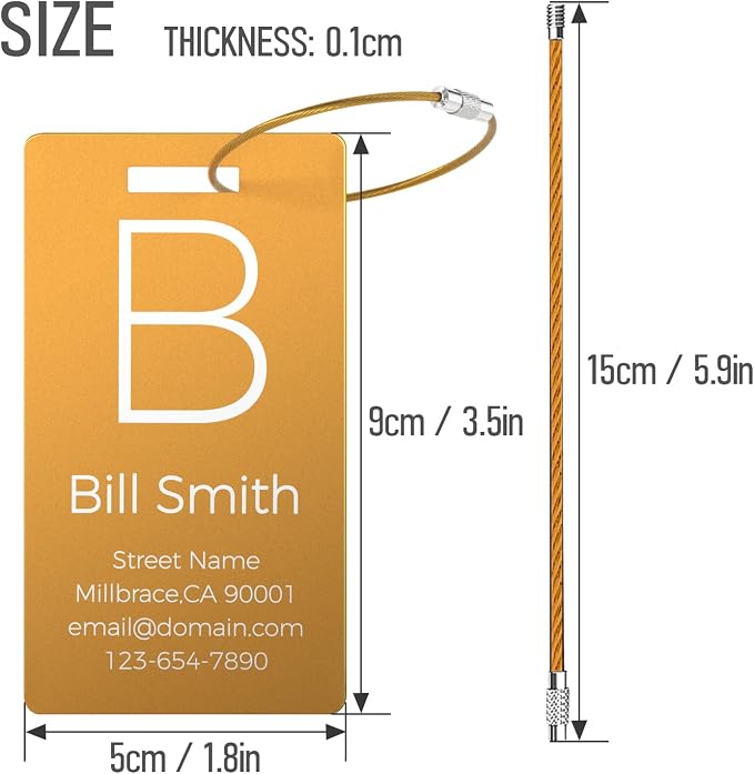 4 Personalized Metal Luggage Tags - Image 2
