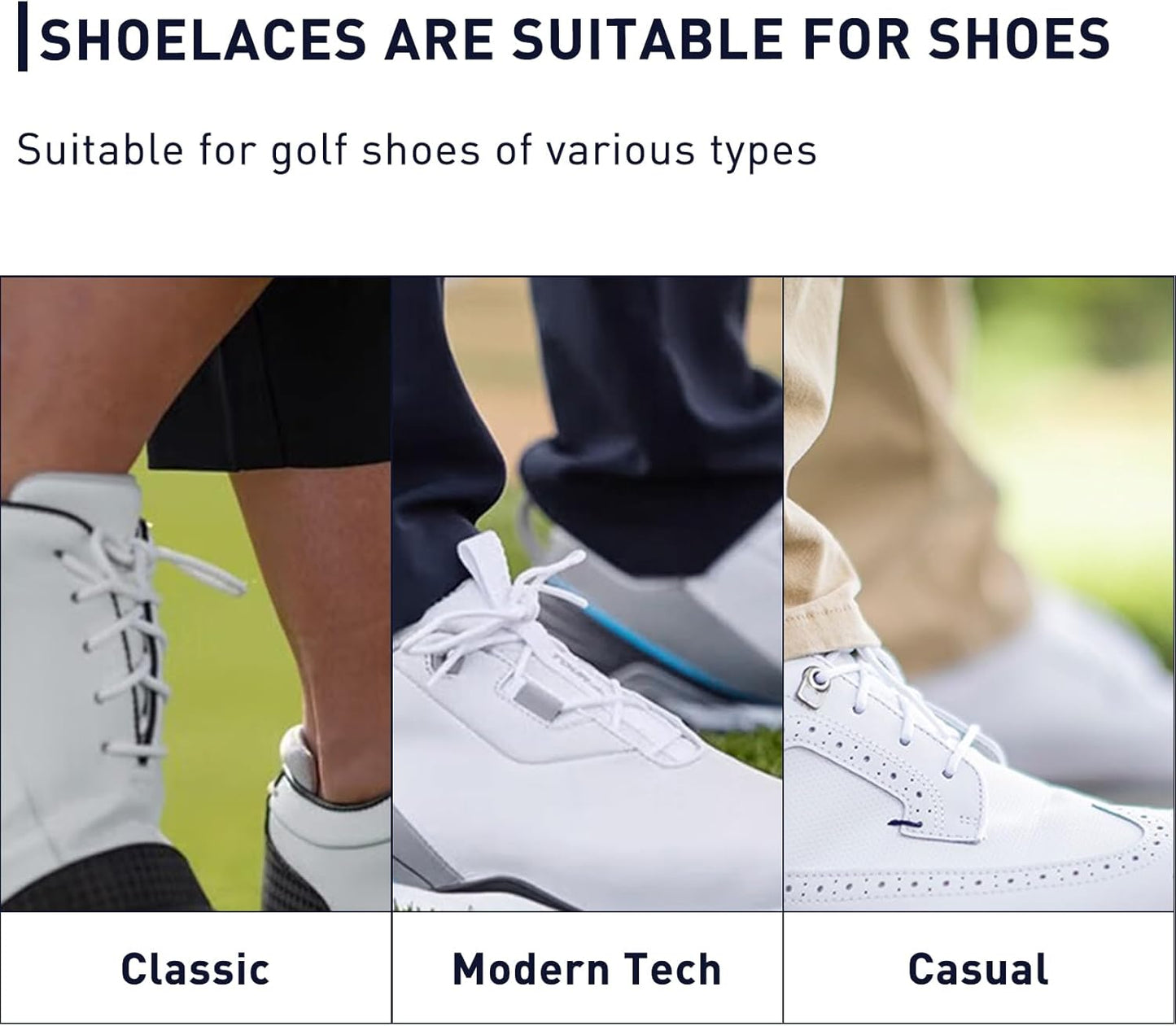 2 Pairs Polyester Golf Shoelaces for FootJoy Shoes, 3/32‘’(2.5mm) Thin Dress Oxford Shoe Laces Replacement Strings