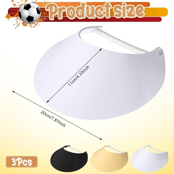 Vabean 3 Pcs Sun Visors for Women Solid String Sun Hat Fabric Foam Adjustable - Image 2