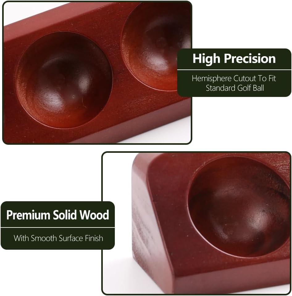 2-Pack Wooden Golf Ball Display Case - Wall Mount or Tabletop Stand - Holds 12 Standard Size Golf Balls - Collector Sport Memorabilia Display - Perfect Golf Gift for Men (Golf Accessories)