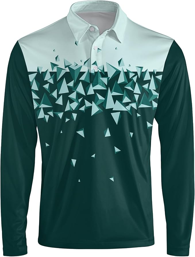 Men's Long Sleeve Golf Shirt Quick Dry 3 Button Work Fishing Outdoor Casual - Image 3