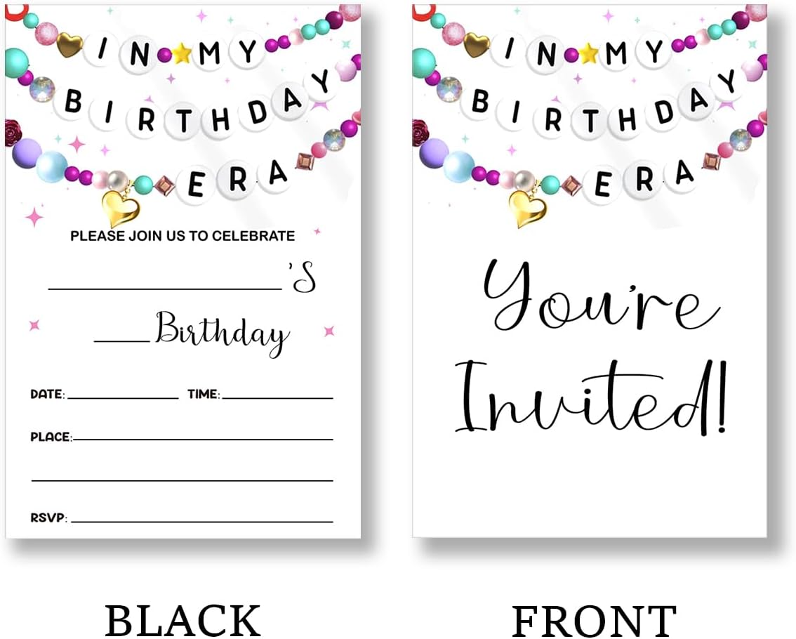 In My Birthday Era Party Invitations Supplies with Envelopes Set of 20 Girl Birthday Invites for Fans Celebration Party Fill in Blank, Double Sided