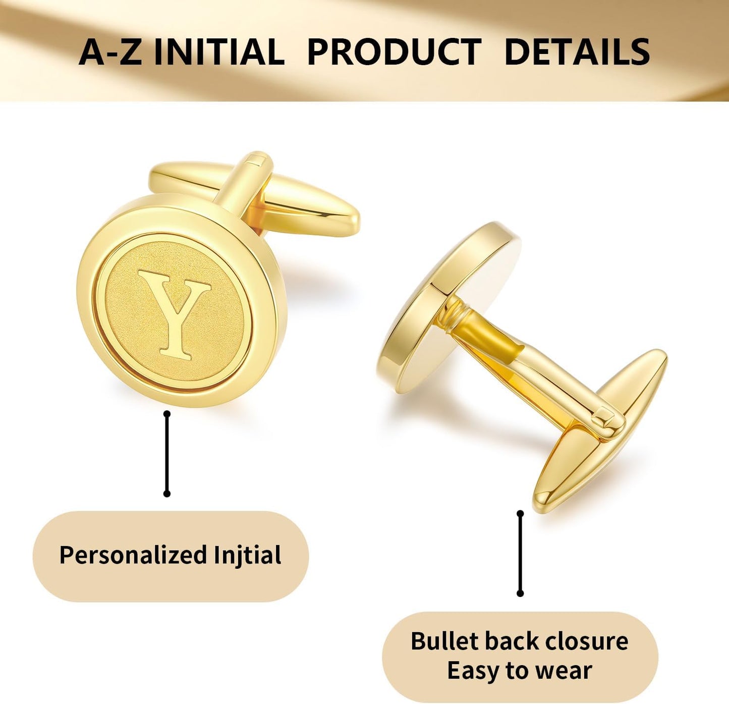 GWD Initial Cufflinks for Men Classic Cuff links Mens Letter Shirts CuffLinks Wedding Gift