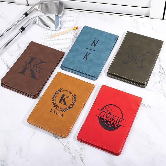 Custom Name Golf Scorecard Holder Leather Personalized Monogram Golf Yardage - Image 2