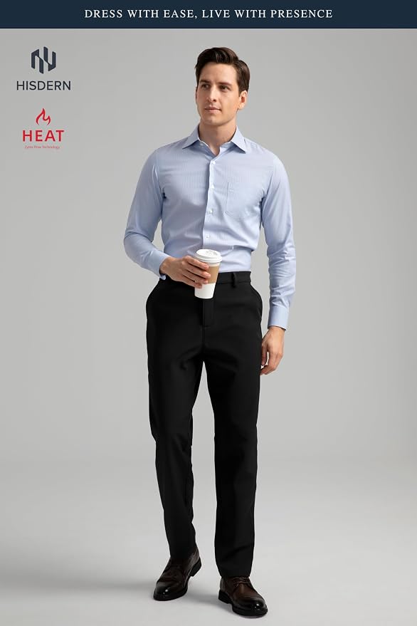 HISDERN Heat 701 Men's Thermal Golf Pants Stretch Fleece 30"/32" No Iron Comfy - Image 3