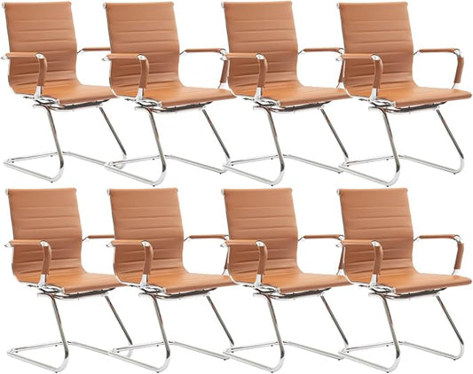 CIMOTA Waiting Room Chairs Leather Office Guest Chair Mid Back Reception Chairs by CIMOTA