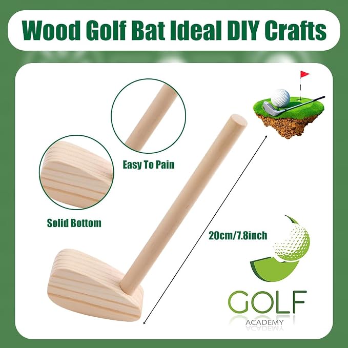 3 Pcs Mini Golf Club for Decorations, 8 Inch Unfinished Wooden Golf Putter for - Image 2