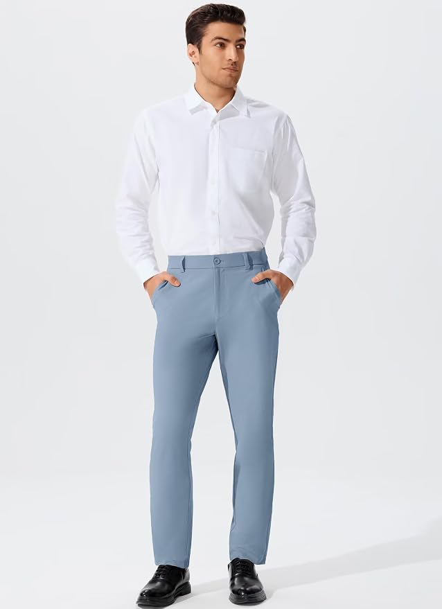 QPNGRP Men's Golf Pants 30"/32"/34" Inseam Lightweight Stretch Work Dress Pants - Image 3