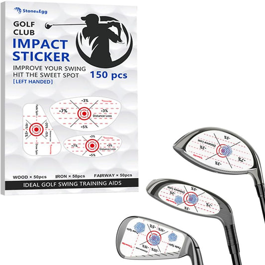 Golf Impact Tape, Self-Teaching Sweet Spot and Consistency Analysis, Golf Club Impact Stickers for Iron, Wood & Fairway Clubs, Non-Residue, Swing Training Aid Impact Labels