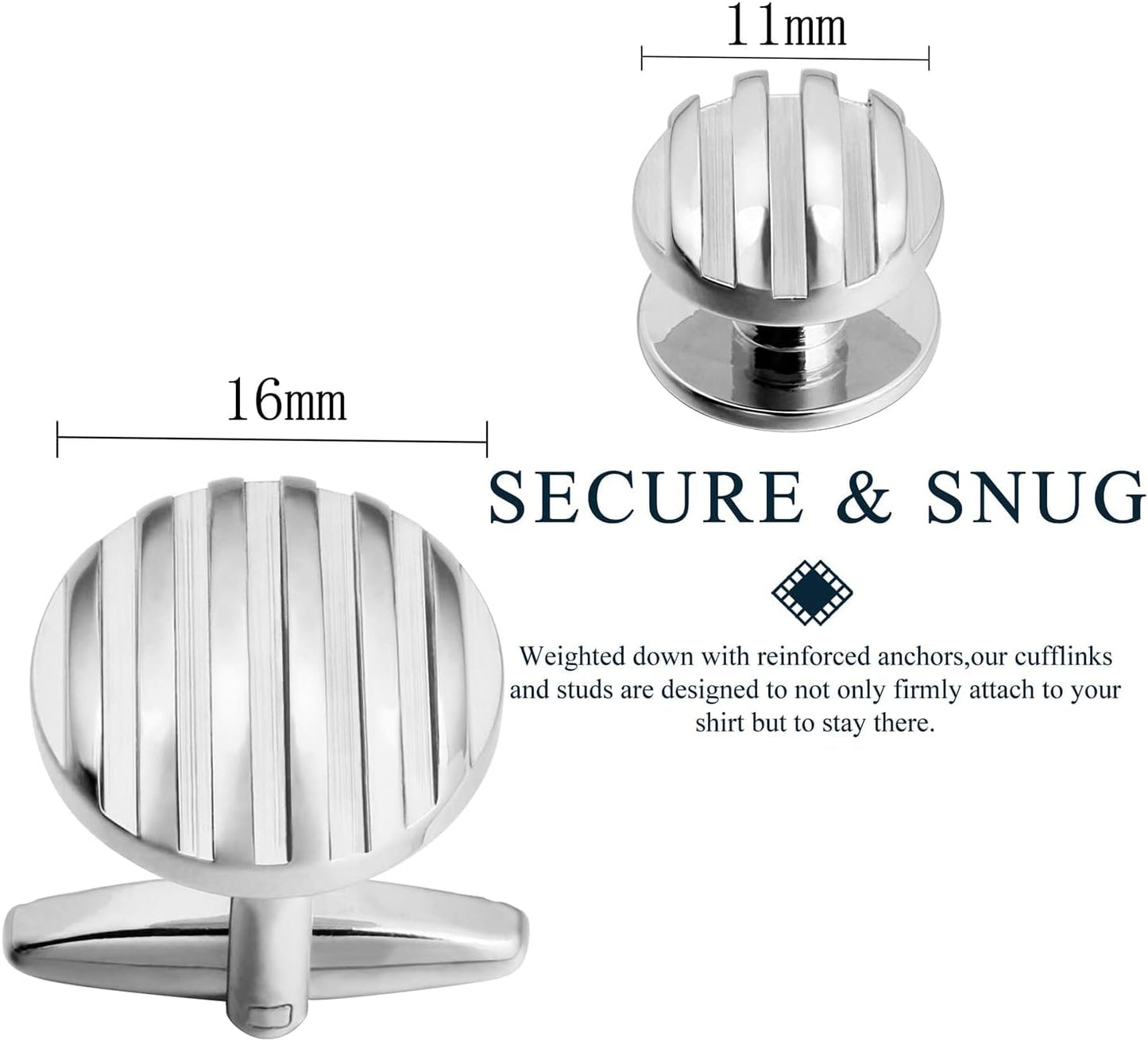 HAWSON Cufflinks and Studs for Men-Fashion Men Vintage Enamel Carbon Fiber Tuxedo Shirt Cufflinks and Studs Set for Regular Wedding Business Accessories