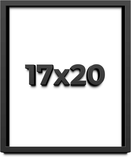 17x20 Shadow Box Black Solid Wood Display Frame with White Acid-Free Backing UV Acrylic & Hanging Hardware - with 3/4" Usable Depth