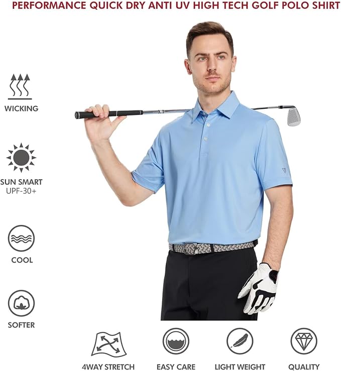 Mens Polo Shirts Short and Long Sleeve Casual Solid Stylish Dry Fit Performance - Image 5