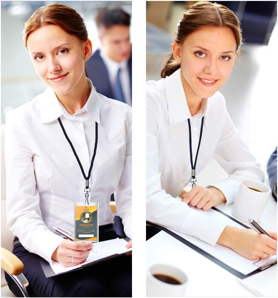 120 Pcs Black Lanyards Premium Bulk Lanyards Round 36" with Swivel J Hook for ID Name Badge Holder, VIP, School, Kids, Coach, Conference, Festival and Hang Keys