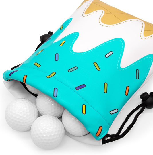 Golf Valuables Pouch, Leather Golf Tee Pouch with Drawstring Closure Golf Ball Tee Handbag Portable Golf Accessories