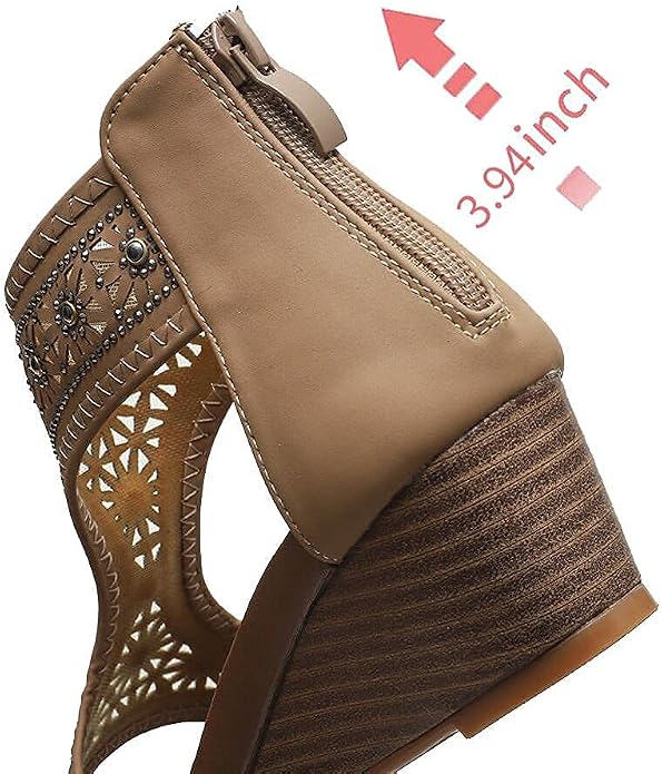 WOJWSKI Women's Slide Wedge Sandal Open Toe High Heel Zipper Back Platform - Image 3