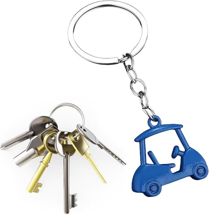 Pack Of 2 Zincs Alloy Realistic Golf Cart Keychains Golf Themed Holder - Image 2