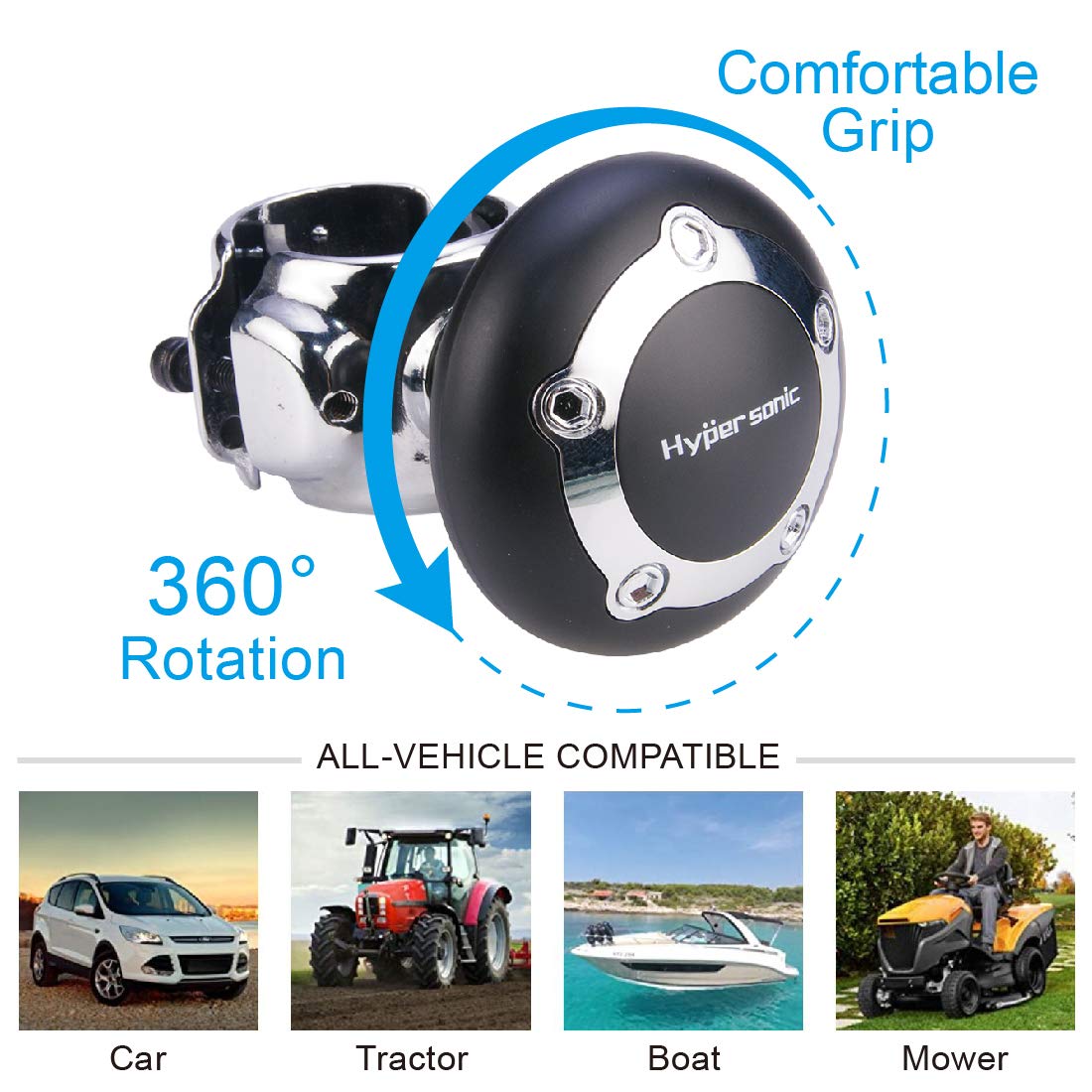 Hypersonic Vehicle Power Handle Car Steering Wheel Spinner Accessory Knob Universal Fit for Car (black)