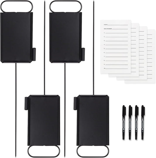 4 Pcs Closest to The Pin Marker - Golf Metal Proximity Marker with 50 Sheets Cards and 4 Pens, Stainless Steel Golf Marker Golf Signs for Long Drive Putting Competition