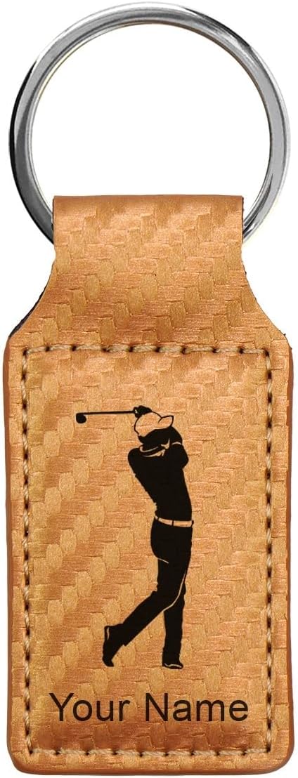 LaserGram Rectangle Keychain, Golfer Golfing, Personalized Engraving Included by LaserGramCustomEngravedGifts