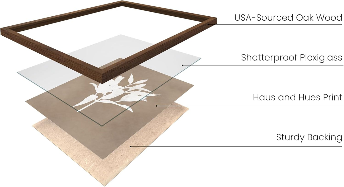 HAUS AND HUES Floral Wall Art - Set of 4 Plant Posters for Wall Vintage Botanical Prints, Flower Pictures for Room Aesthetic, Vintage Art Prints Flower Wall Art (Walnut Frame, 8x10)