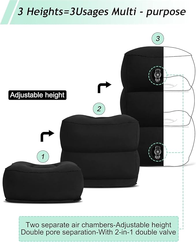 JefDiee Inflatable Travel Foot Rest Pillow, Kids Airplane Bed, Adjustable 3 - Image 3