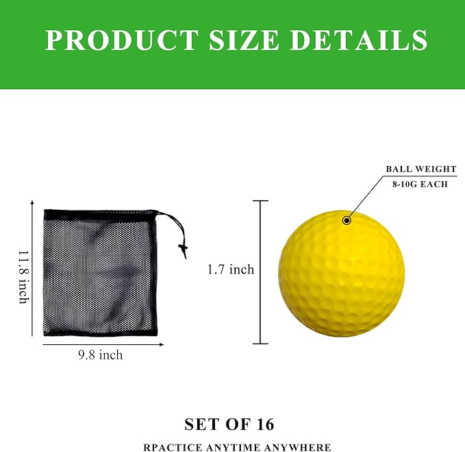 Foam Golf Practice Balls 16 or 54 Pack Soft Limited Flight Golf Balls - Image 2
